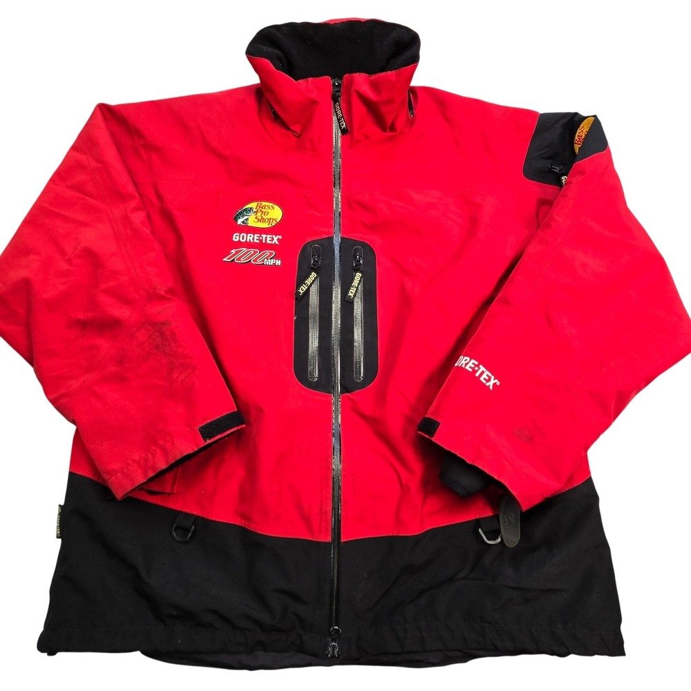 Bass Pro Shops Jacket Mens L Red Rain Coat Gore-TEX 100 MPH Insulated Waterproof